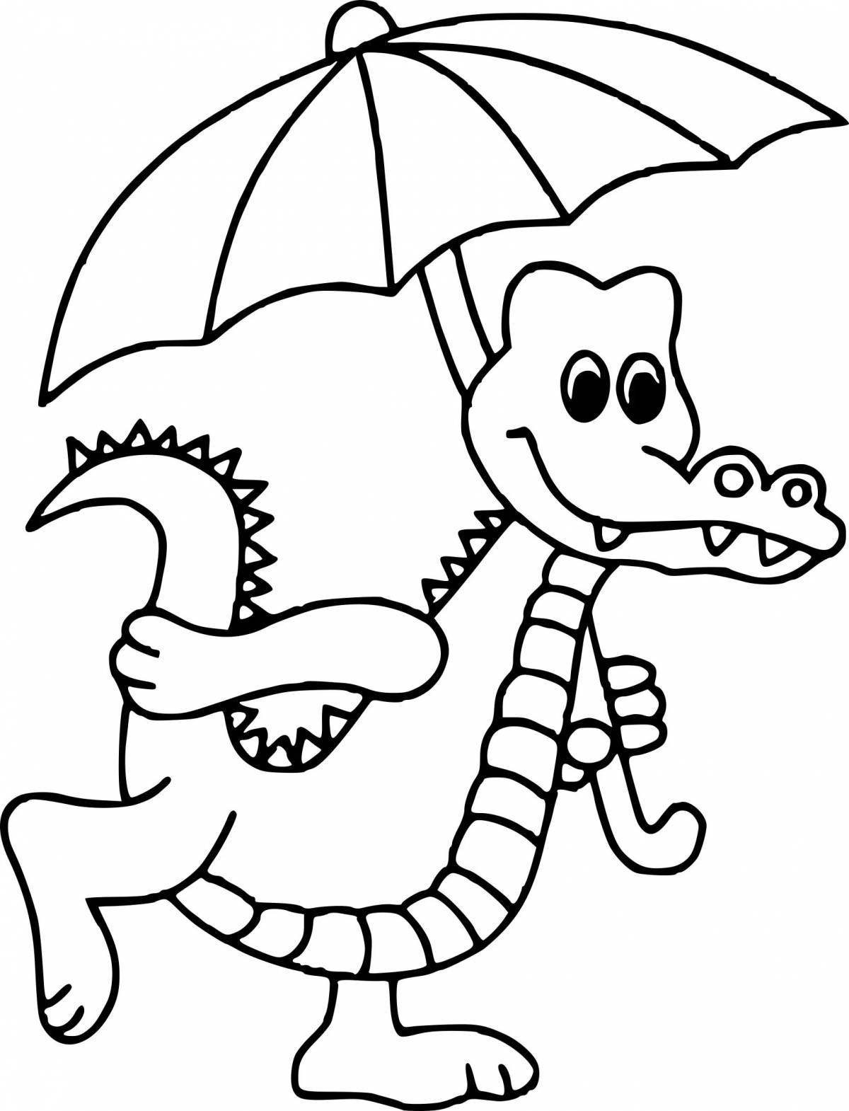 Colourful coloring crocodile for kids