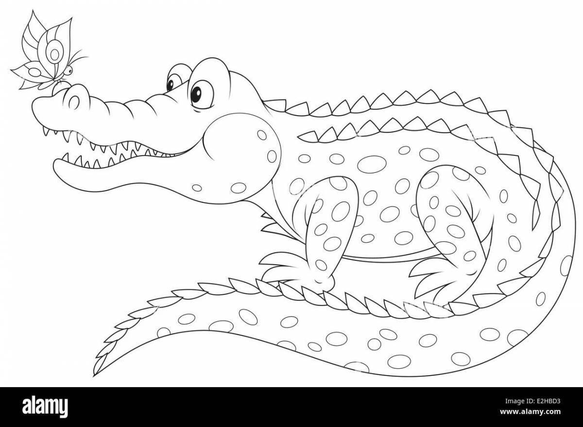 Увлекательная раскраска крокодил для малышей