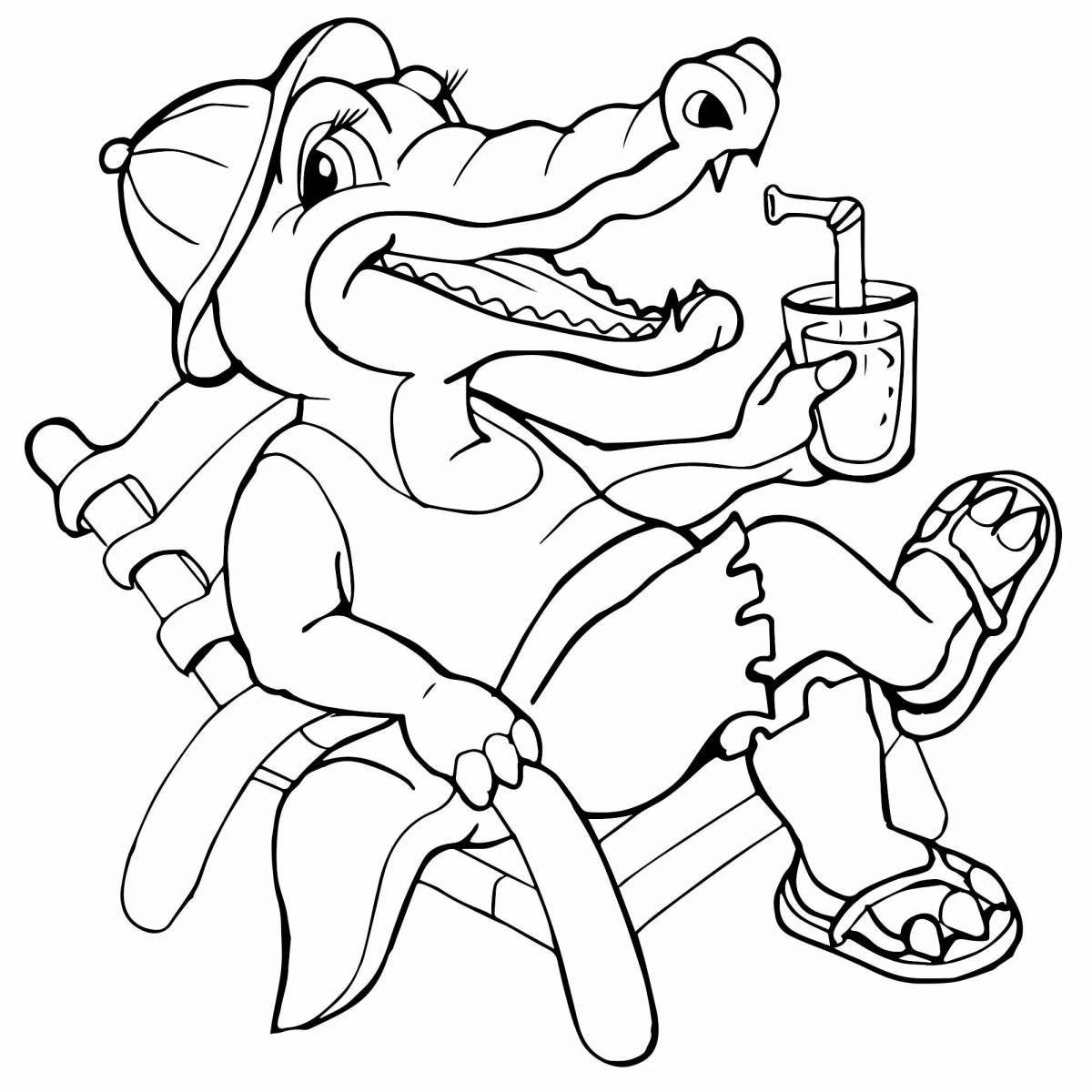 Colorful coloring crocodile for pre-k
