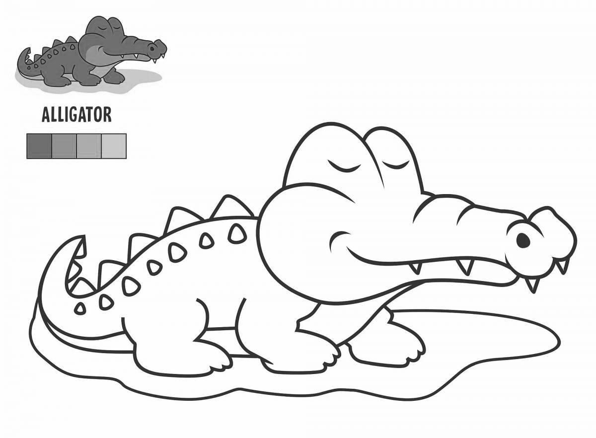 Stimulating crocodile coloring book for kids