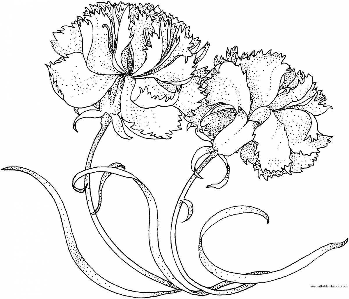Colorful carnation coloring for May 9th