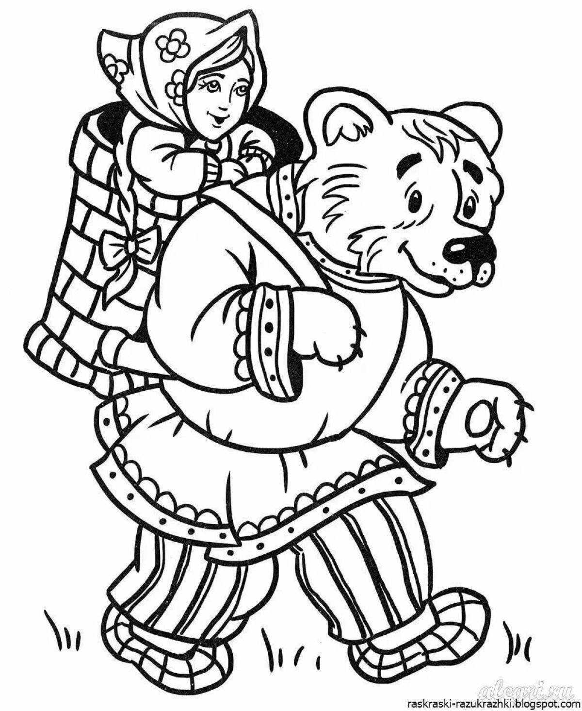 Playful coloring book heroes of fairy tales