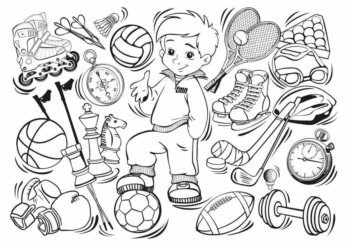 Bright sports coloring book for kids 5-6 years old