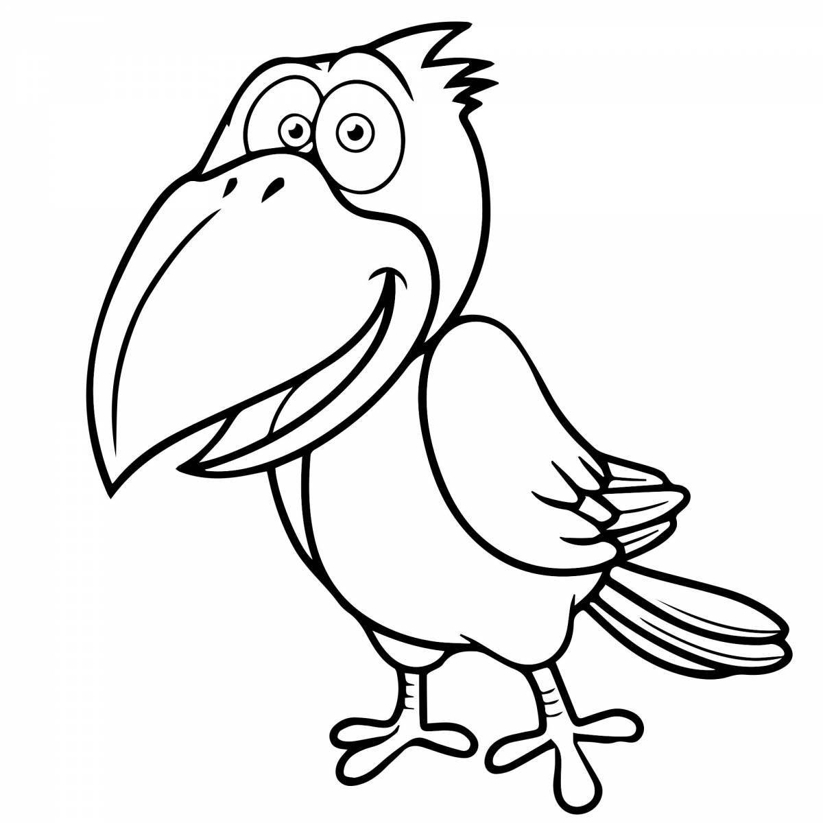 Coloring book friendly crow for children 6-7 years old