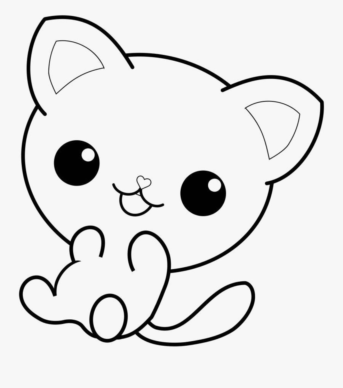 Photo Colorful cat coloring page for kids