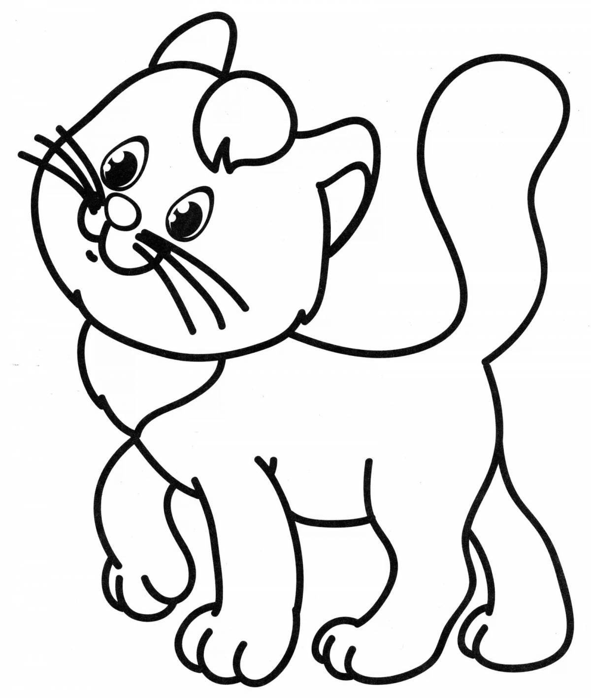 Bright cat coloring for kids