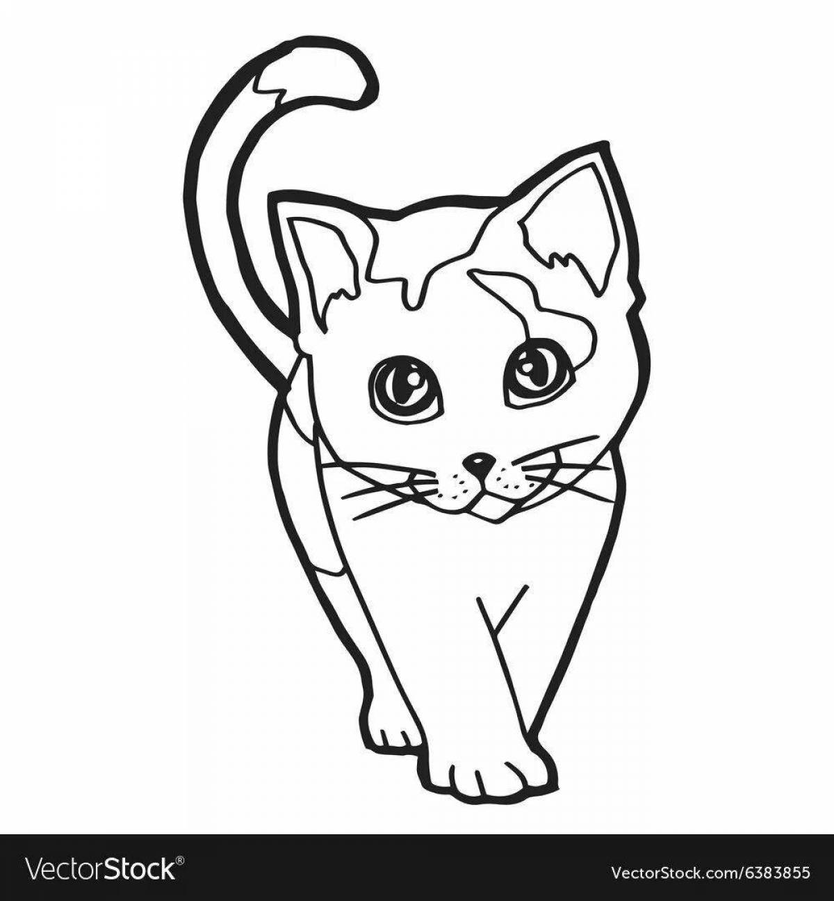Coloring book sparkling cat without whiskers