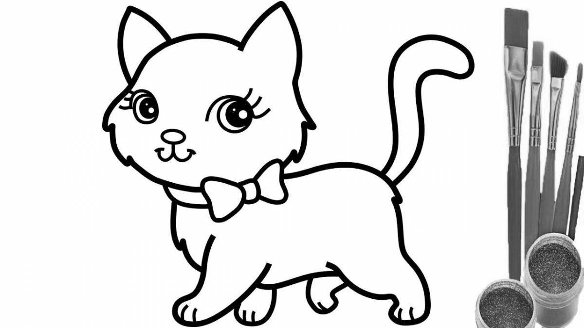 Сказочная страница раскраски кота без усов