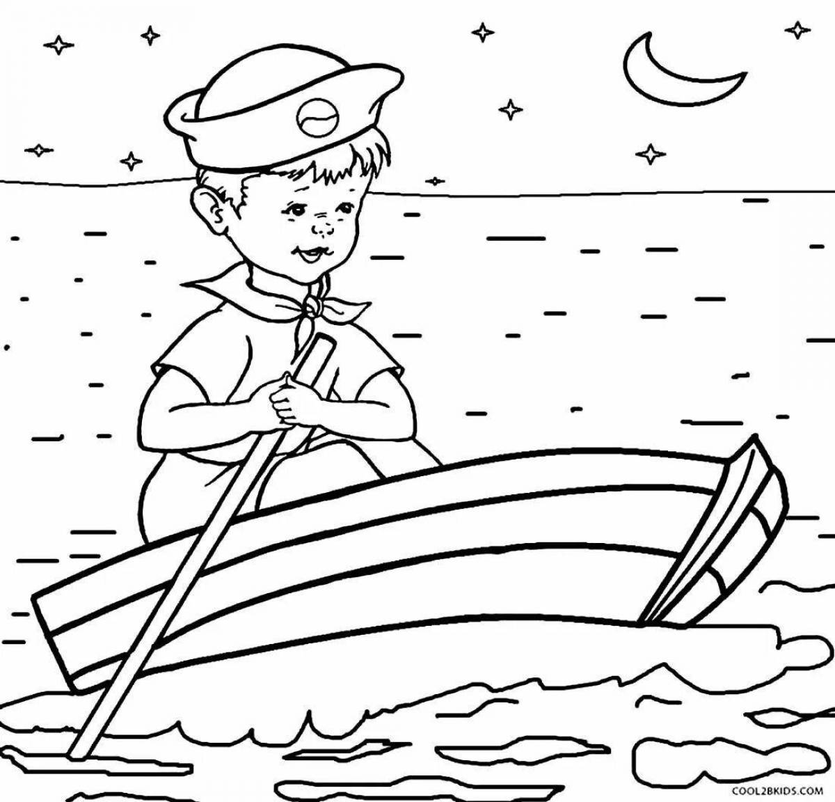 Tempting water transport coloring book for kids