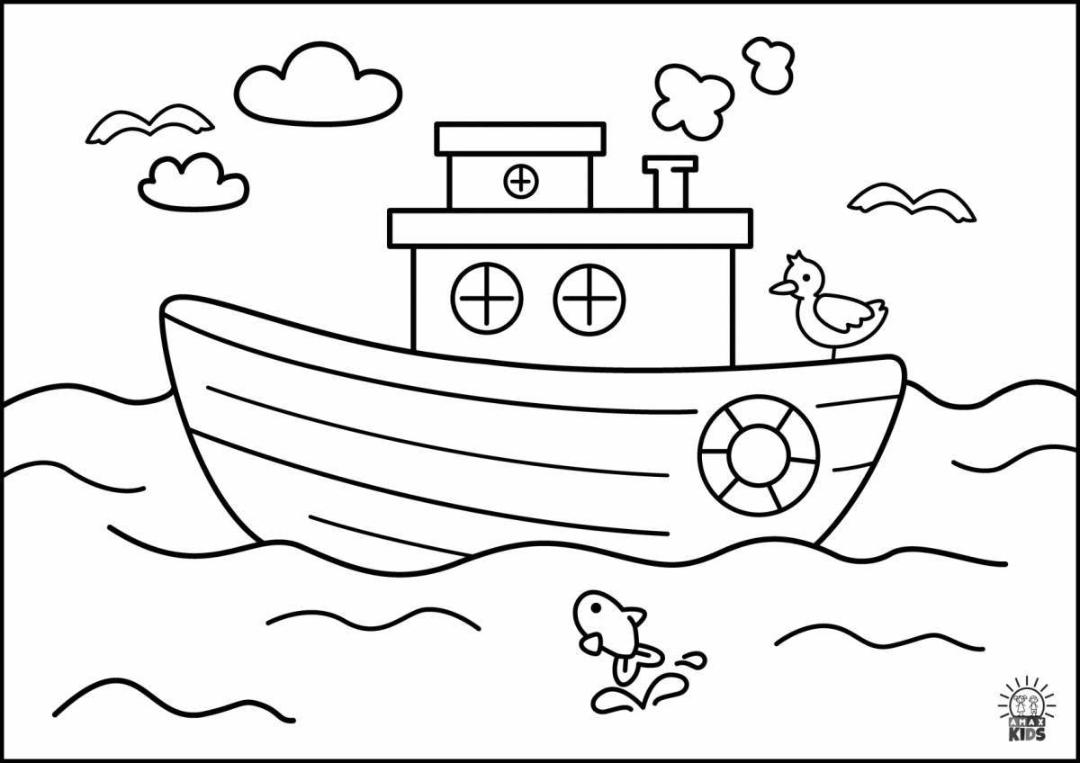 Sweet water transport coloring book for children 5-6 years old