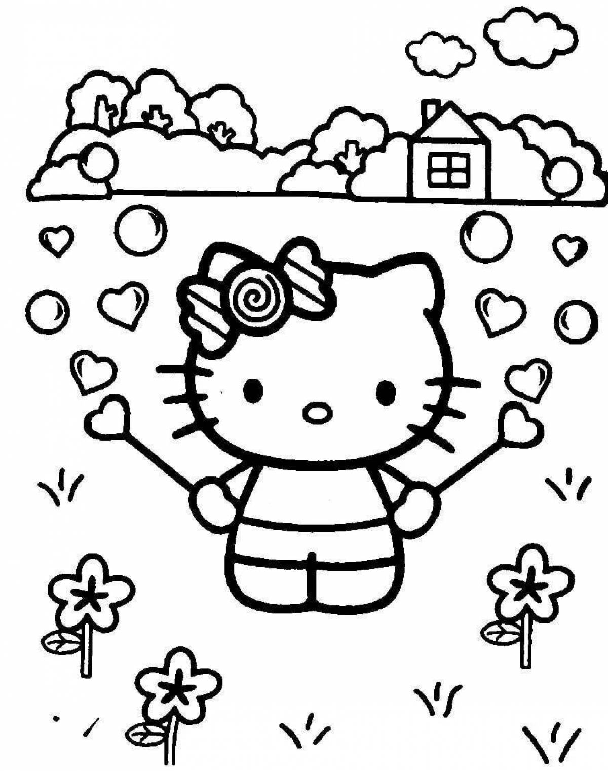 Радостная раскраска hello kitty