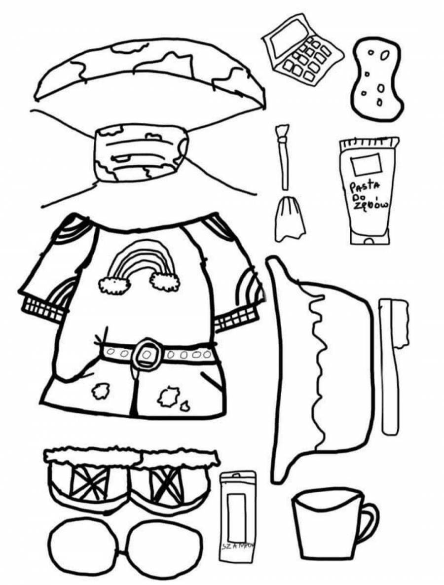 Coloring Pages Duck lalaphan with clothes for cutting (29 pcs ...