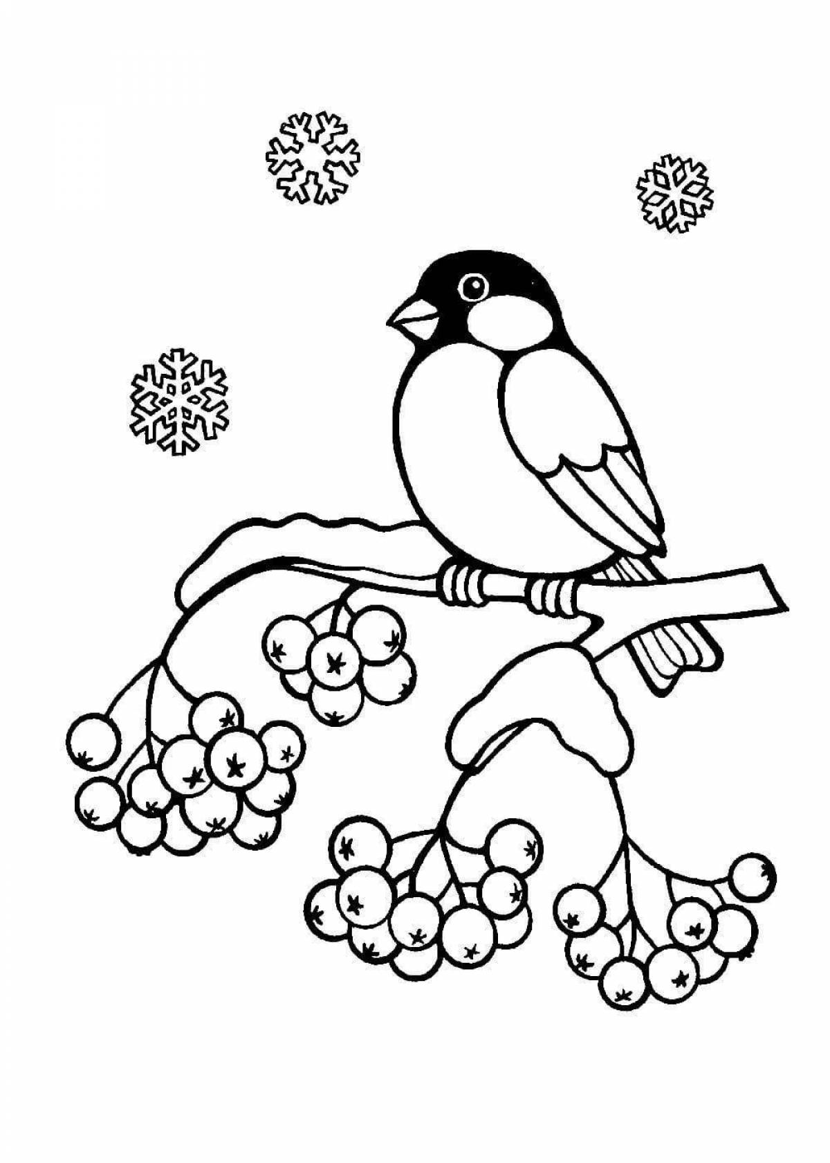 Рисунок на тему снегири на ветке рябины зимой