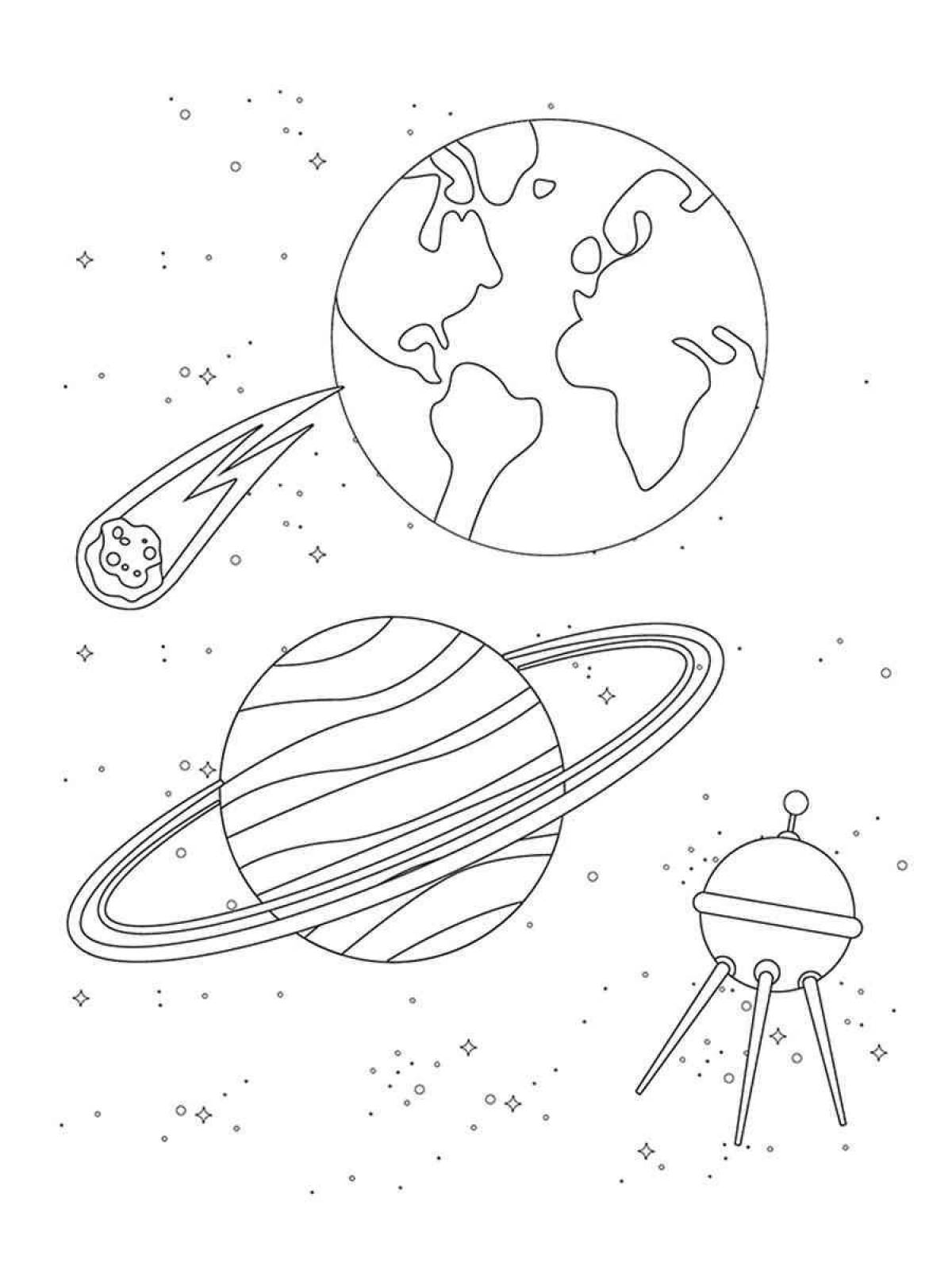 Coloring book joyful planet for children 6-7 years old