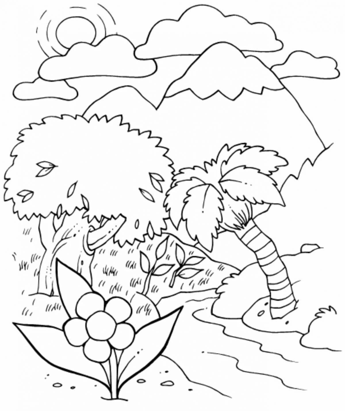 Alluring inanimate nature coloring pages for children