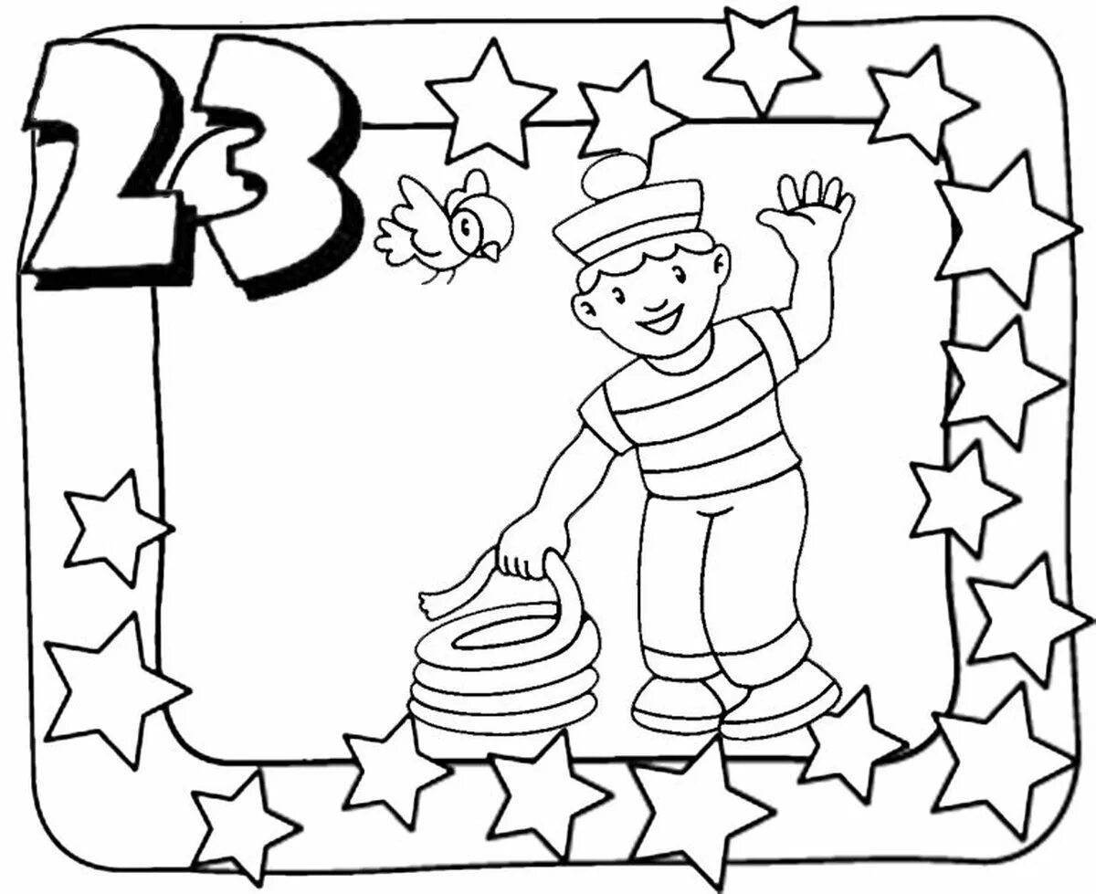 Joyful 23 february coloring book for kids