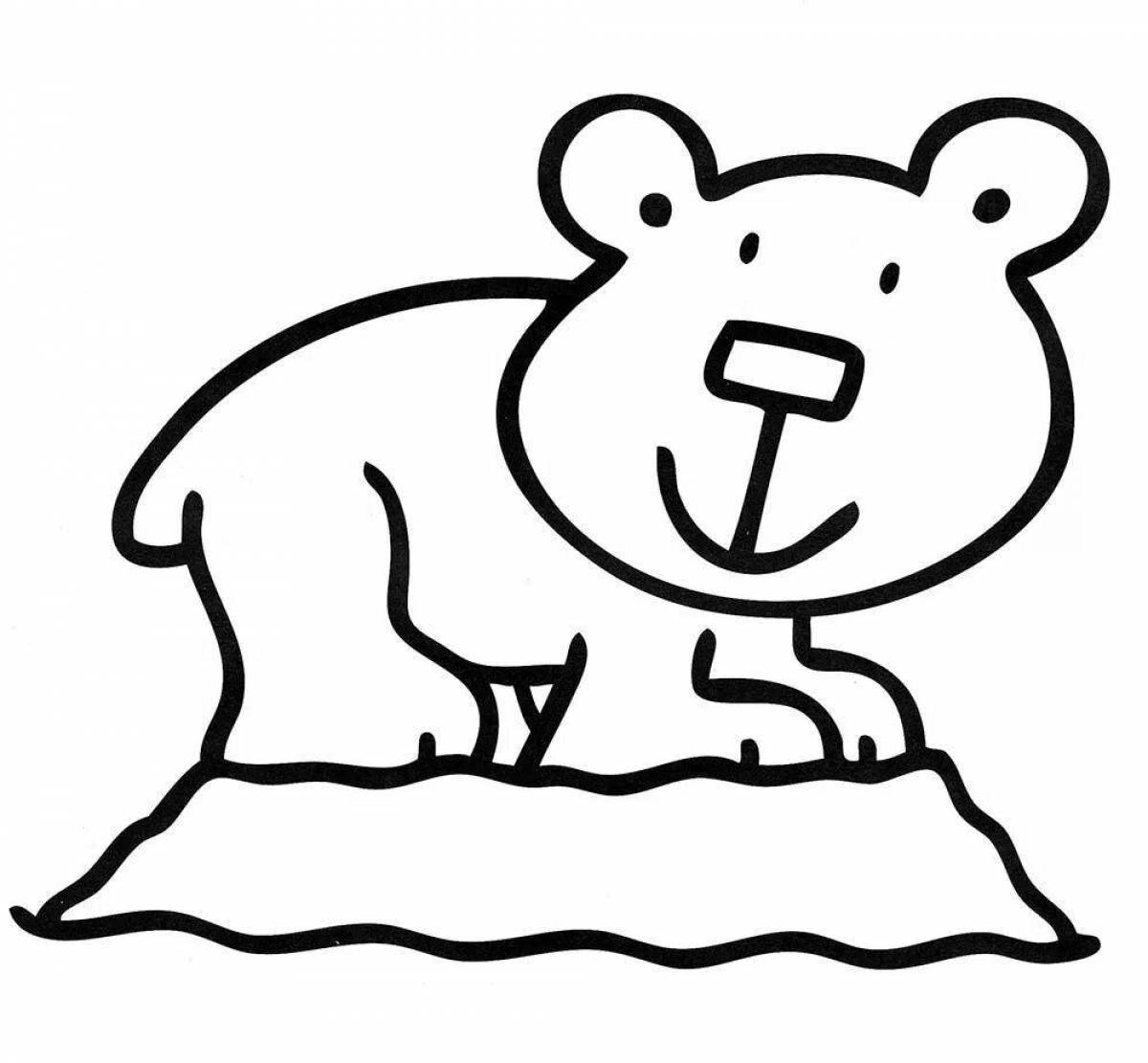 Очаровательная раскраска белого медведя для дошкольников