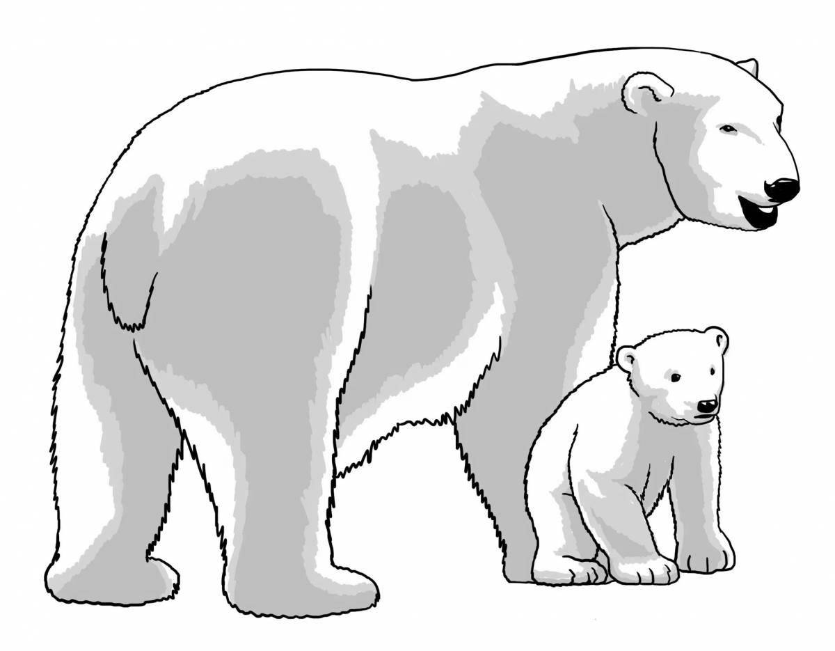 Яркая раскраска белого медведя для малышей