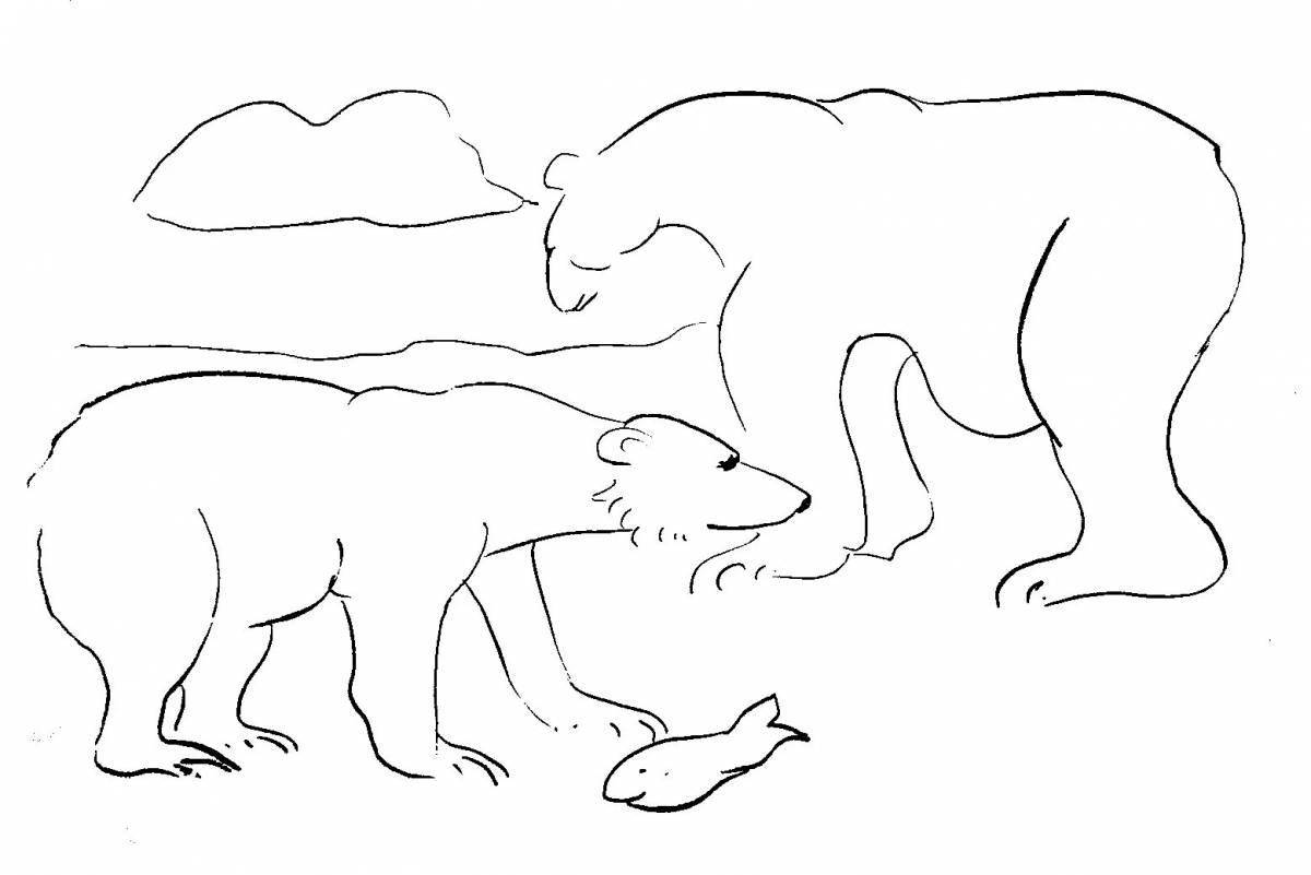 Забавная раскраска «белый медведь» для детей 4-5 лет