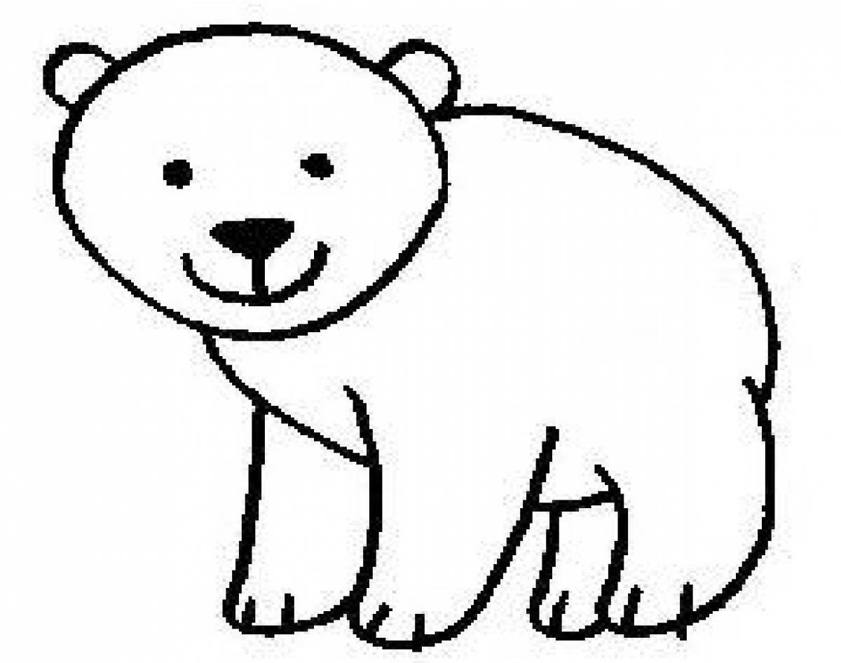 Coloring book funny polar bear for children 4-5 years old