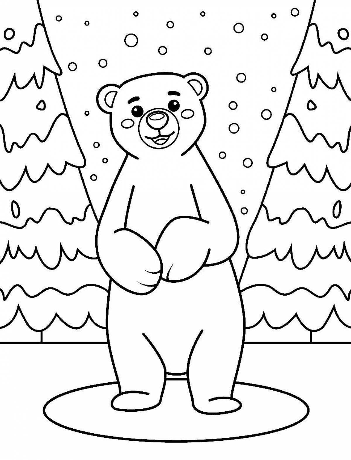 Красочная раскраска «белый медведь» для детей 2-3 лет