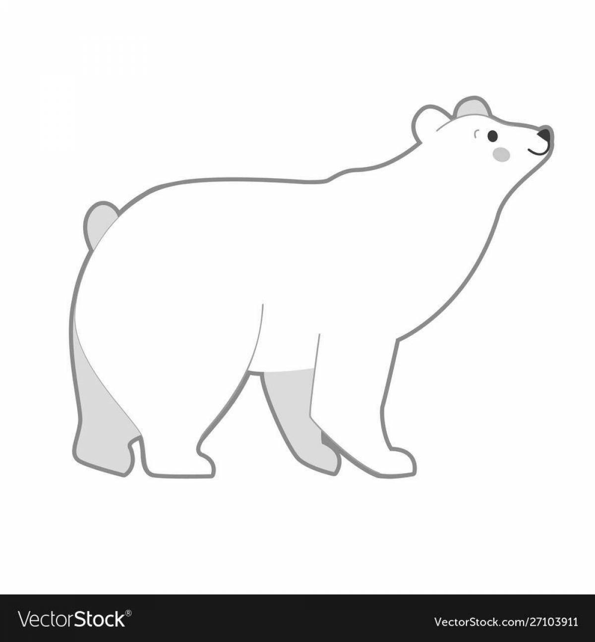 Раскраска «игривый белый медведь» для детей 2-3 лет