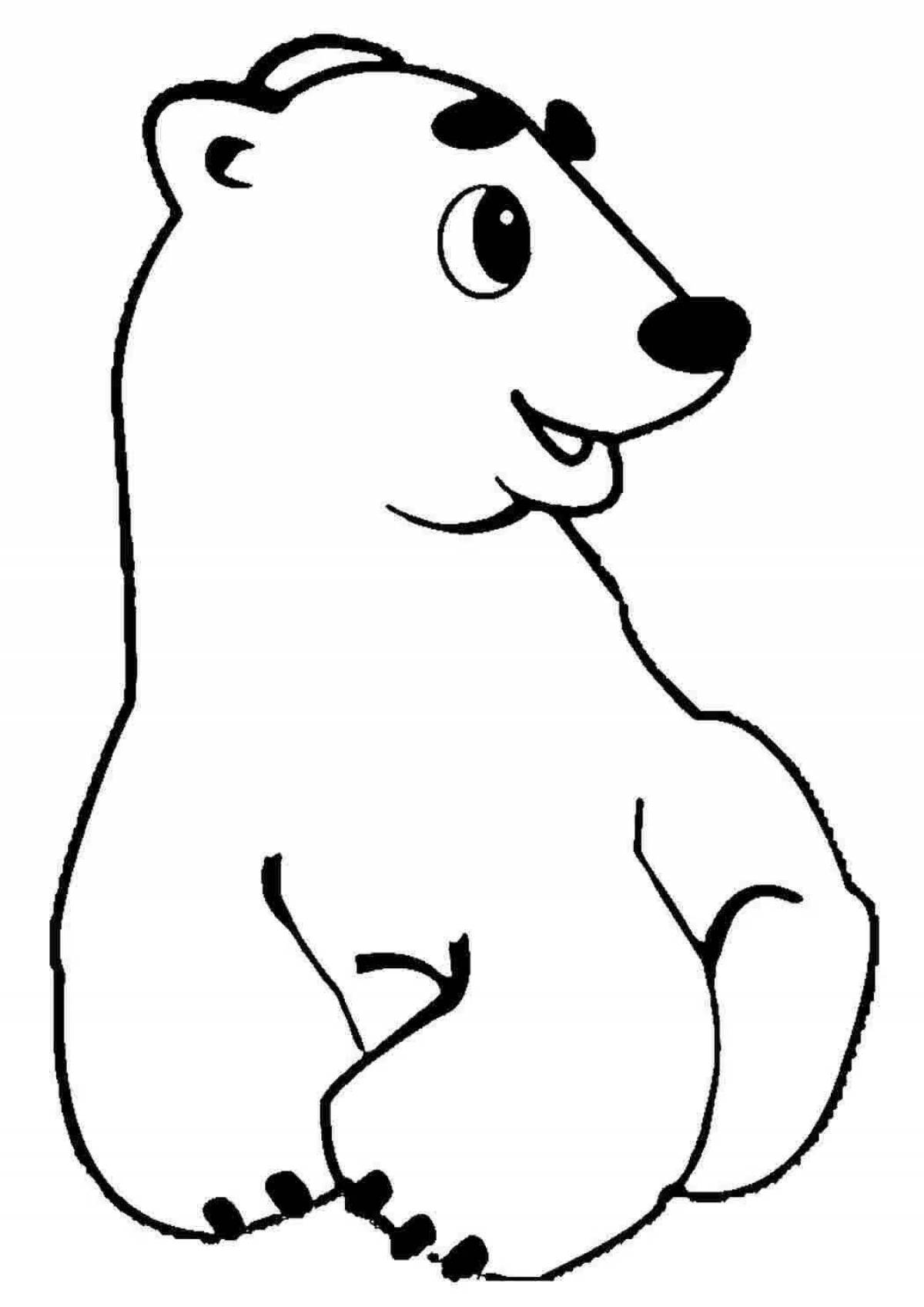 Раскраска очаровательный белый медведь для детей 2-3 лет