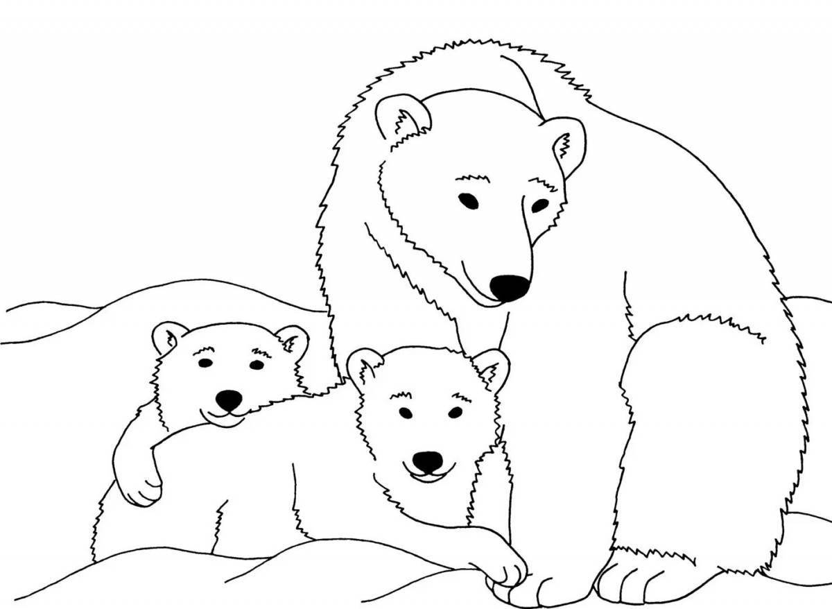 White polar bear coloring book for 2-3 year olds