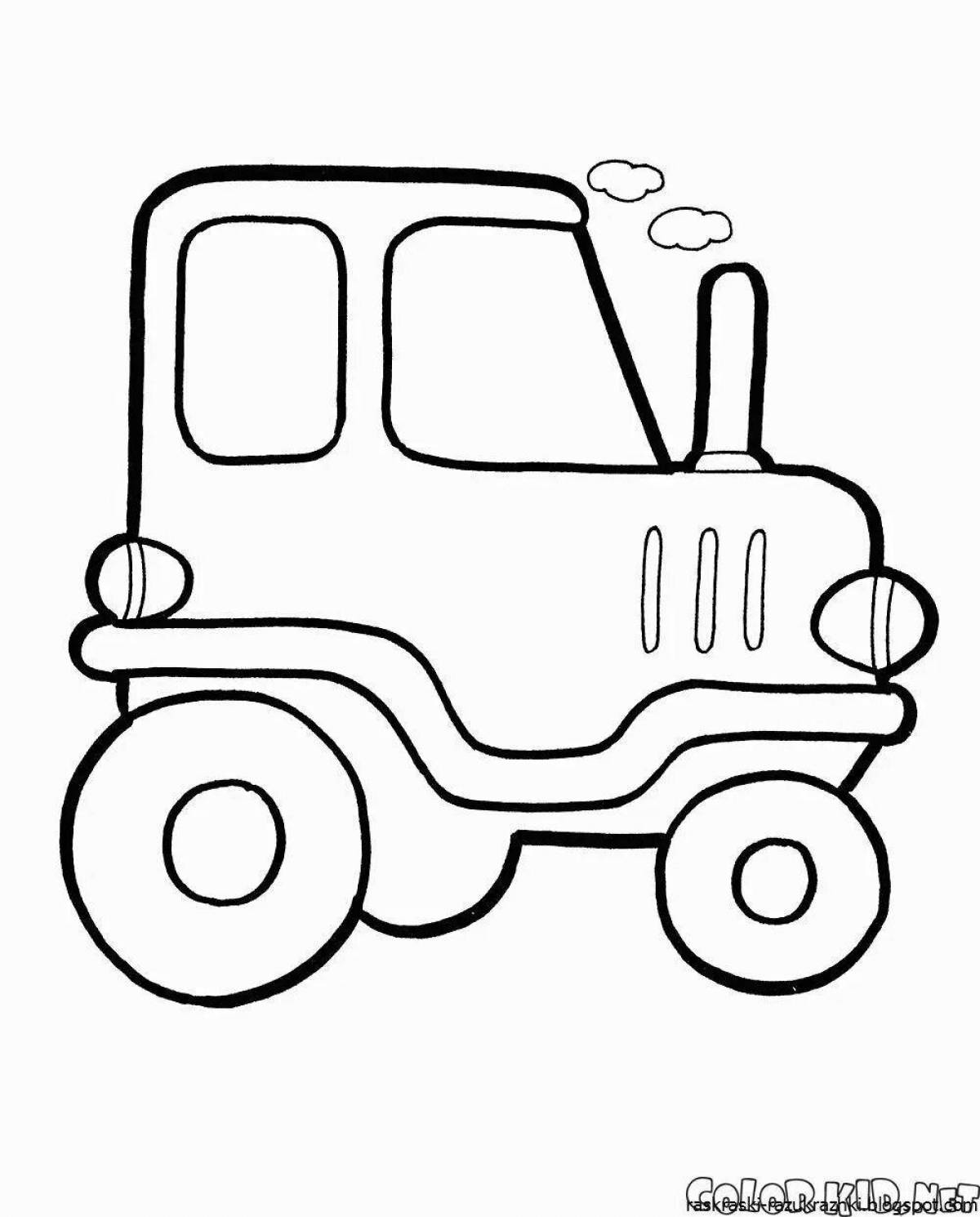 Coloring pages with colorful cars for 2 year olds