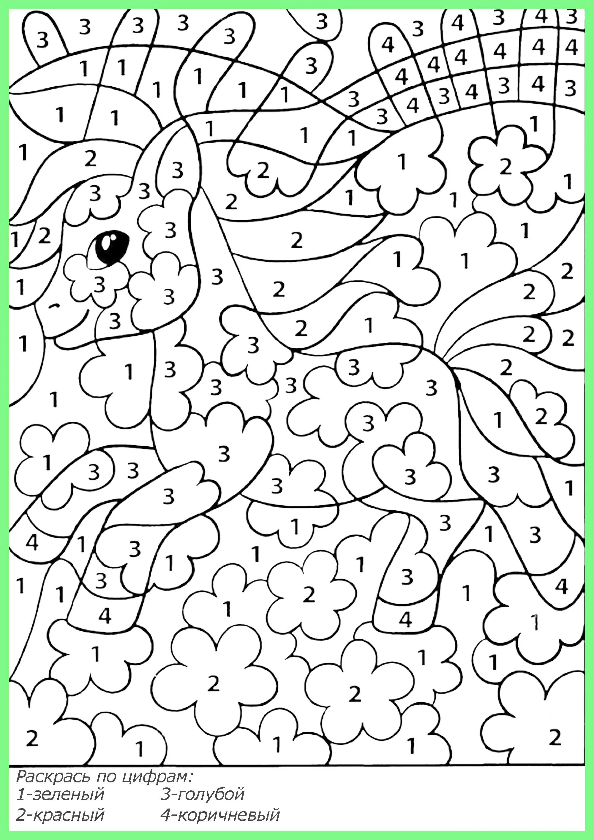 Joyful coloring for girls by numbers for 5 years