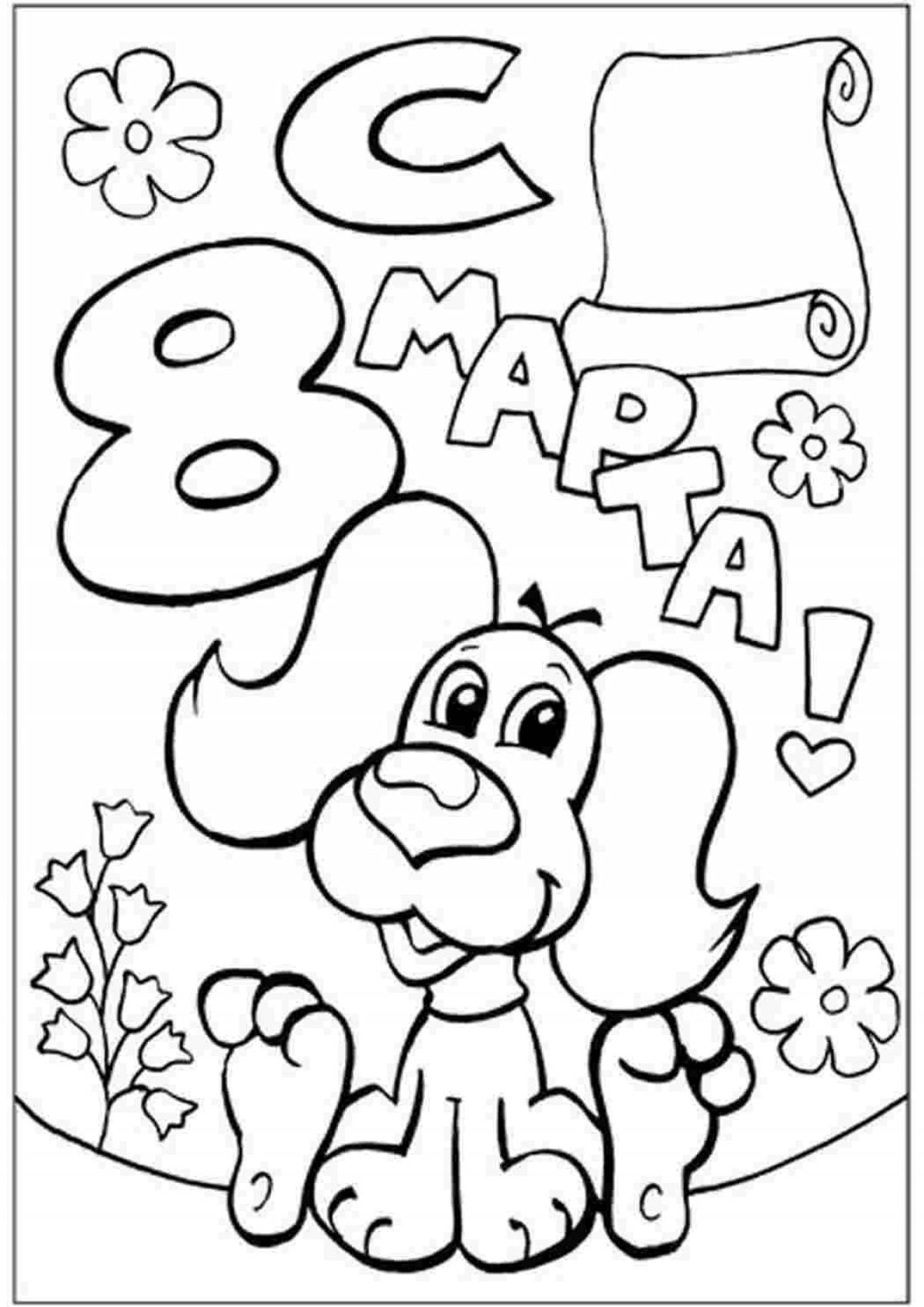 Charming March 8 coloring book for kids 3-4 years old
