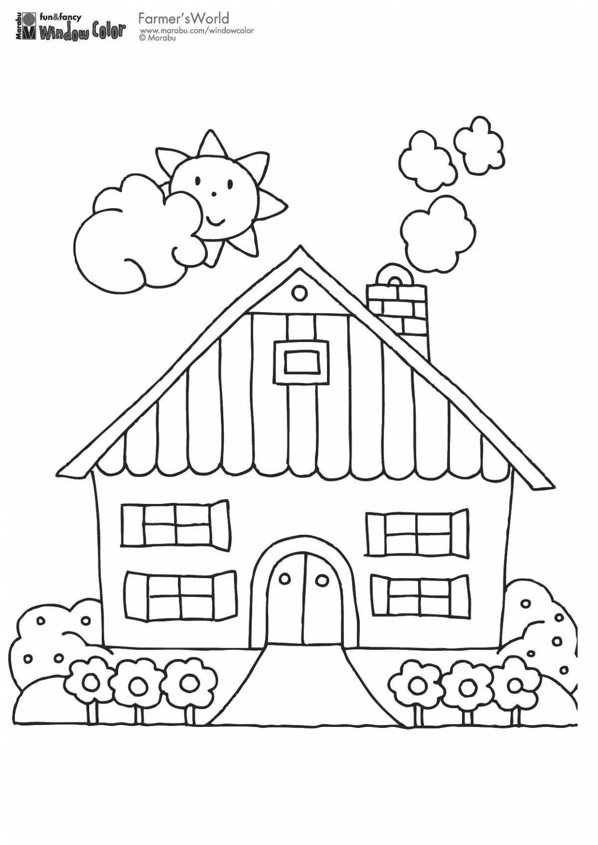 Раскраска милый домик для детей 4-5 лет