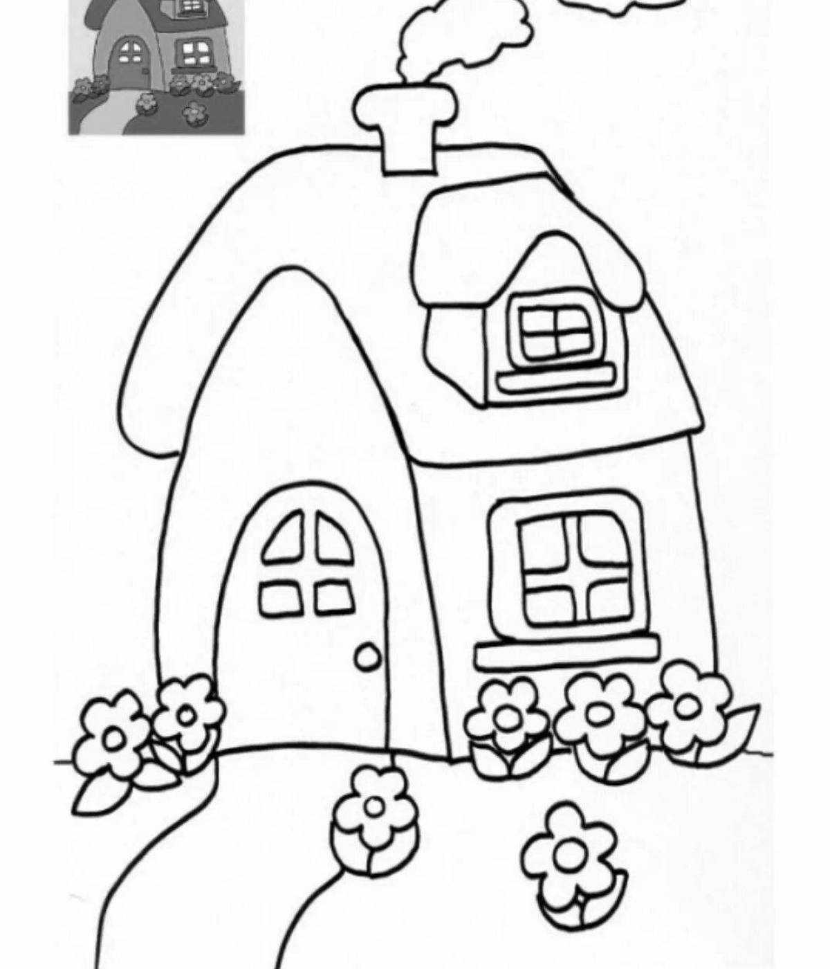 Coloring book wonderful house for children 4-5 years old