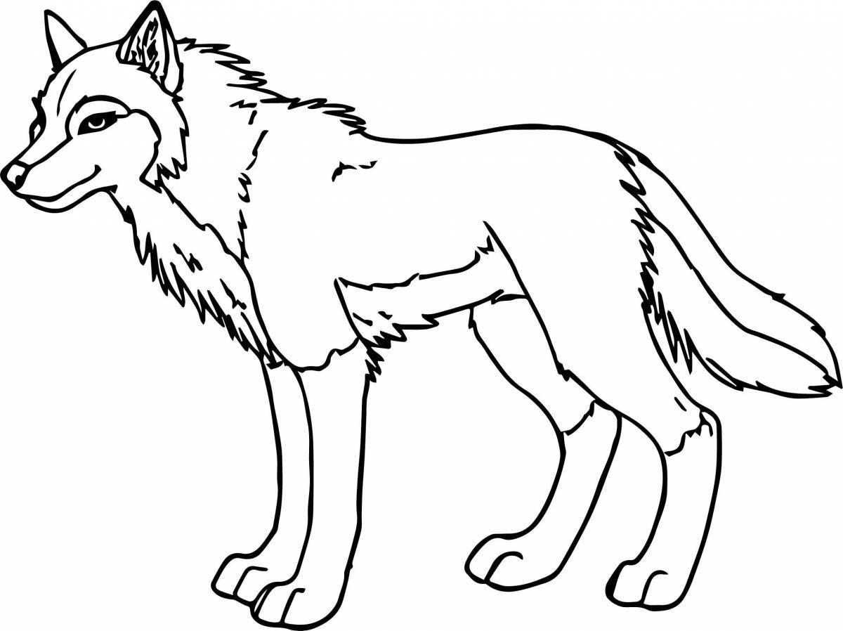 Величественный волк-раскраска для детей 6-7 лет