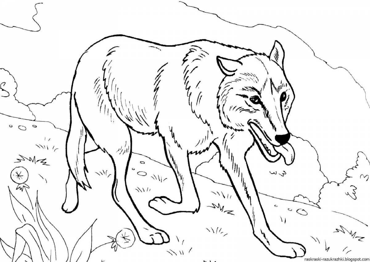 Cute wolf coloring book for kids 6-7 years old