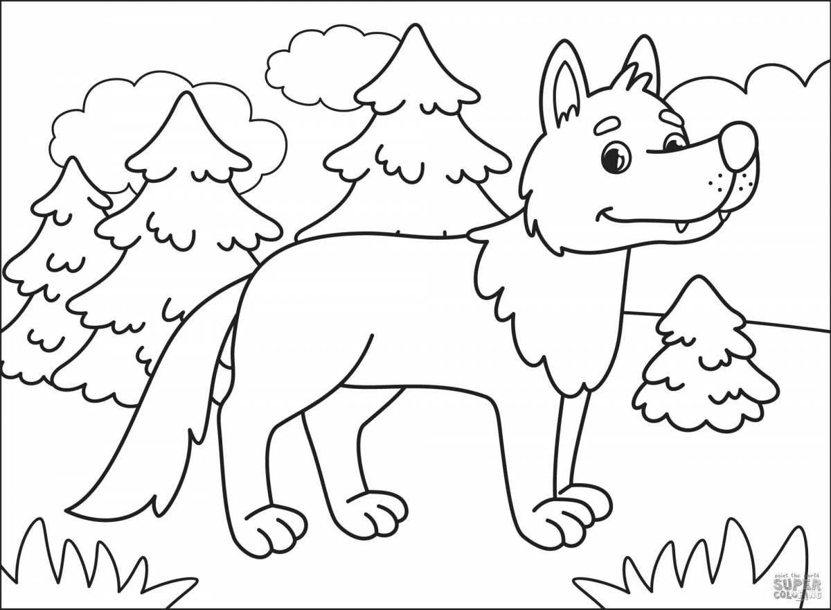 Экзотическая раскраска волк для детей 6-7 лет