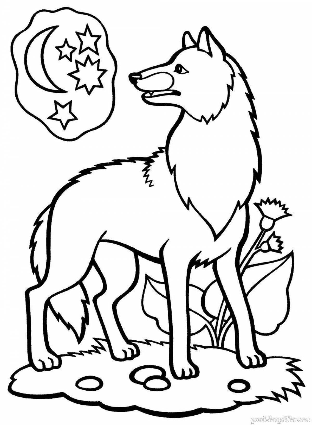 Playful wolf coloring book for children 6-7 years old