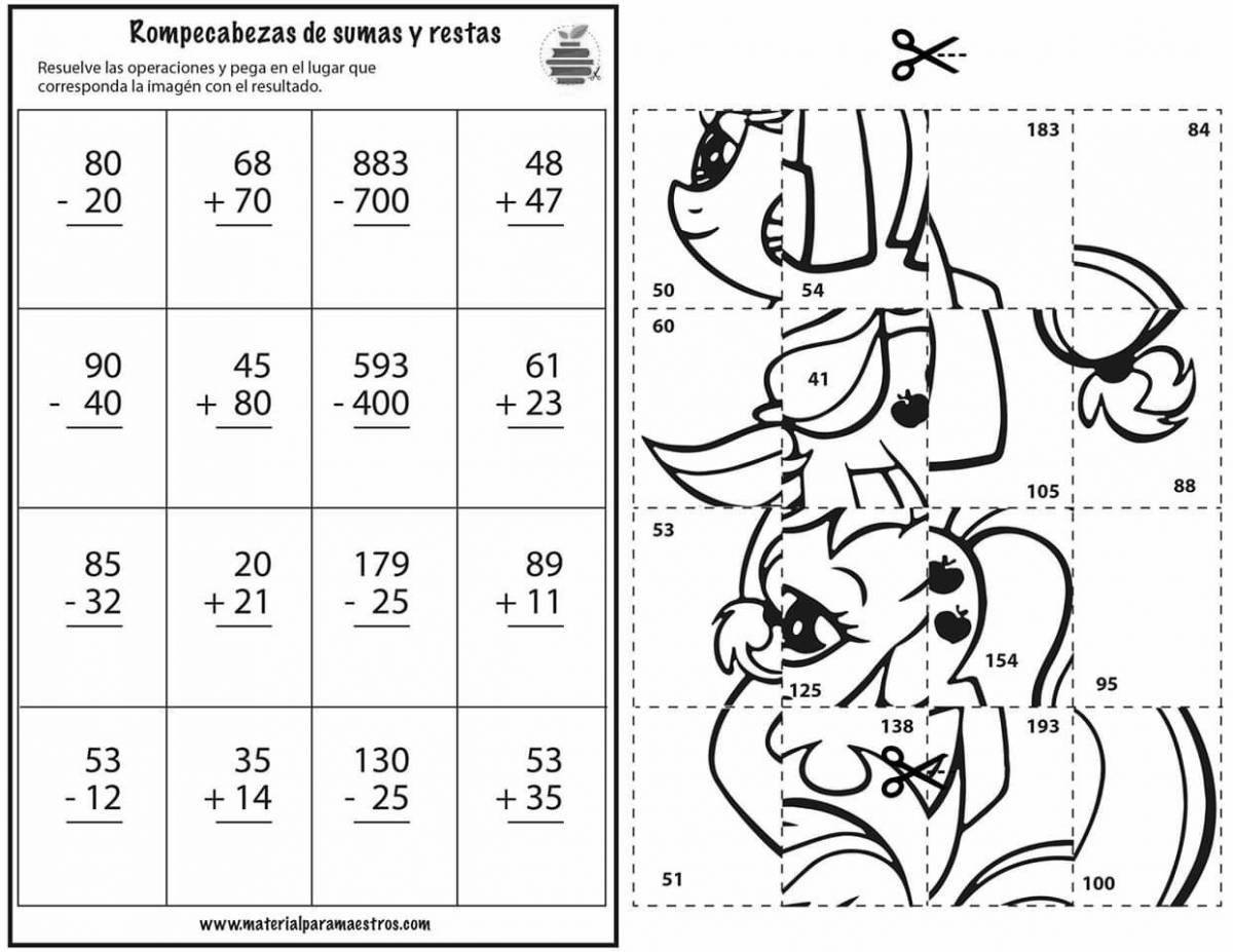 Entertaining addition and subtraction of ordinary fractions Grade 5