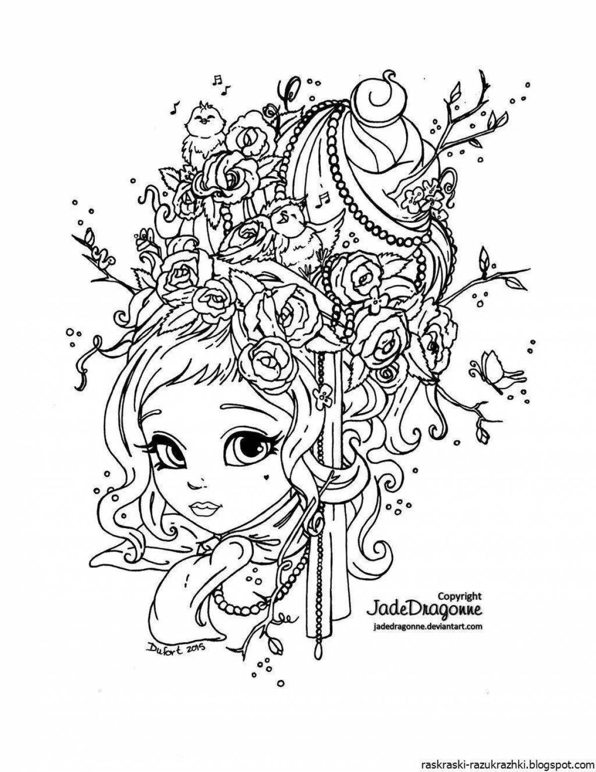 Cute anti-stress coloring book for girls 9-10 years old