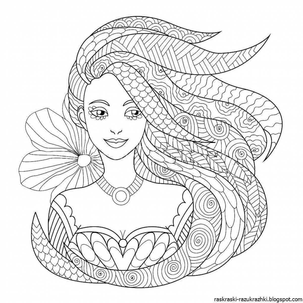 Dazzling anti-stress coloring book for girls 9-10 years old