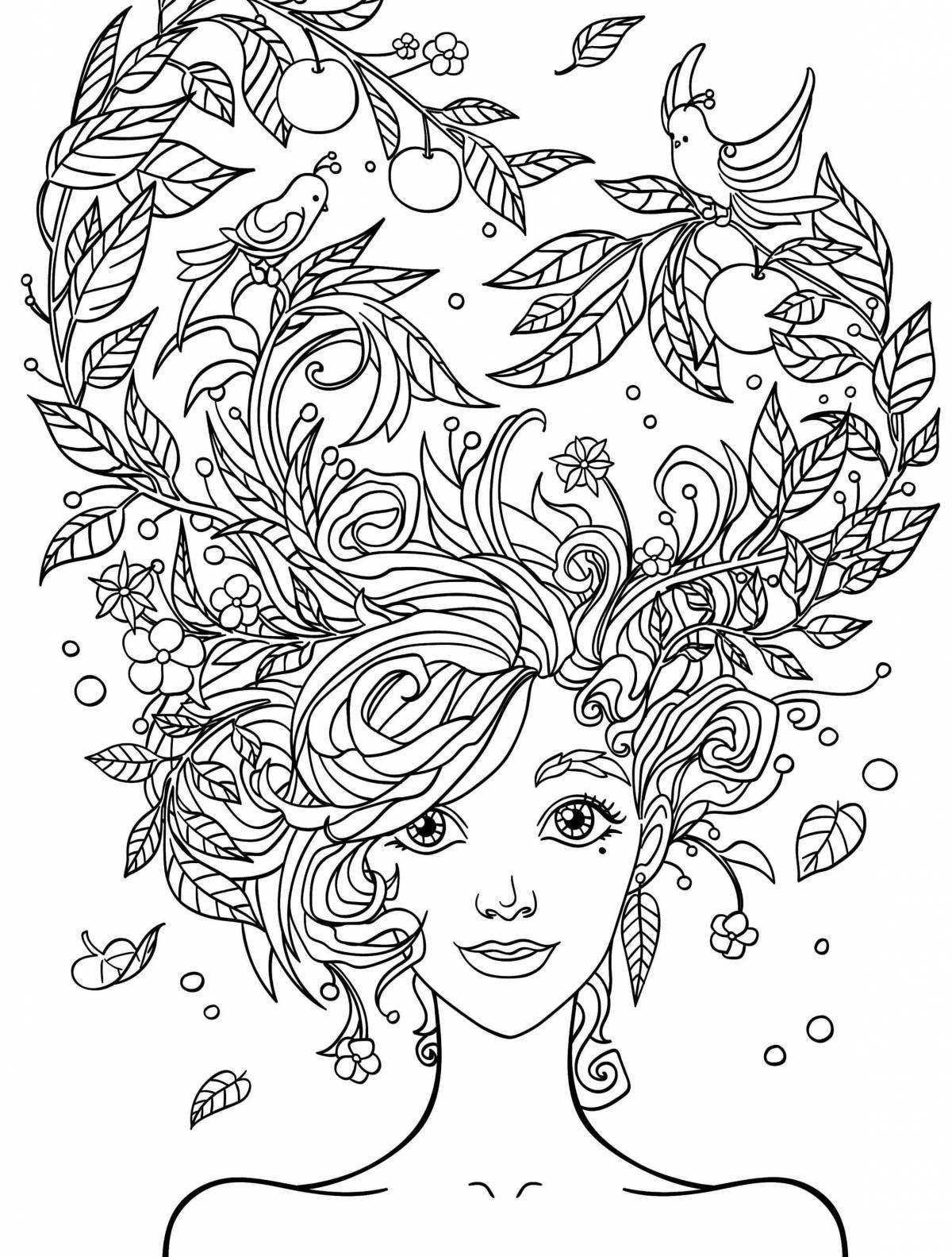 Generous anti-stress coloring book for girls 9-10 years old