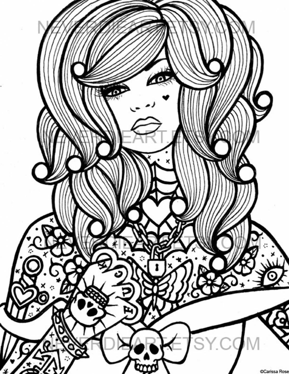 Stylish coloring book for girls 11-12 years old