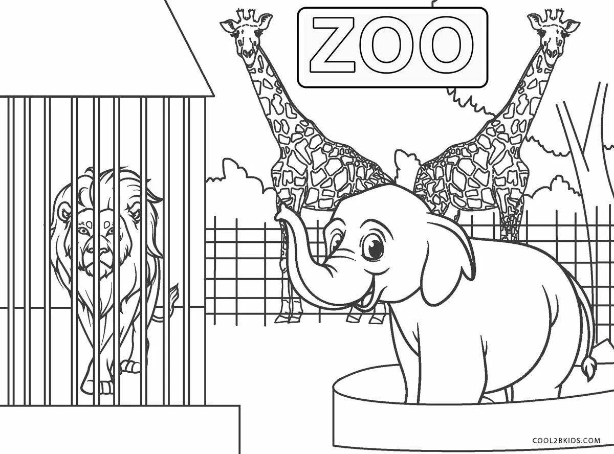 Fun zoo coloring book for kids 5-6 years old