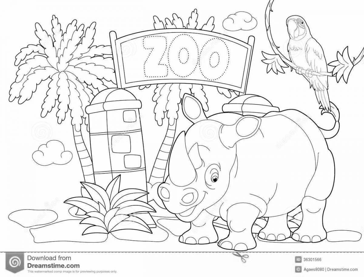 Раскраска зоопарк с цветными брызгами для детей 5-6 лет