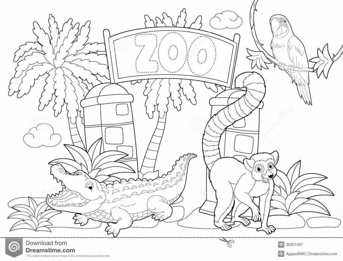Раскраска зоопарк «цветной взрыв» для детей 5-6 лет