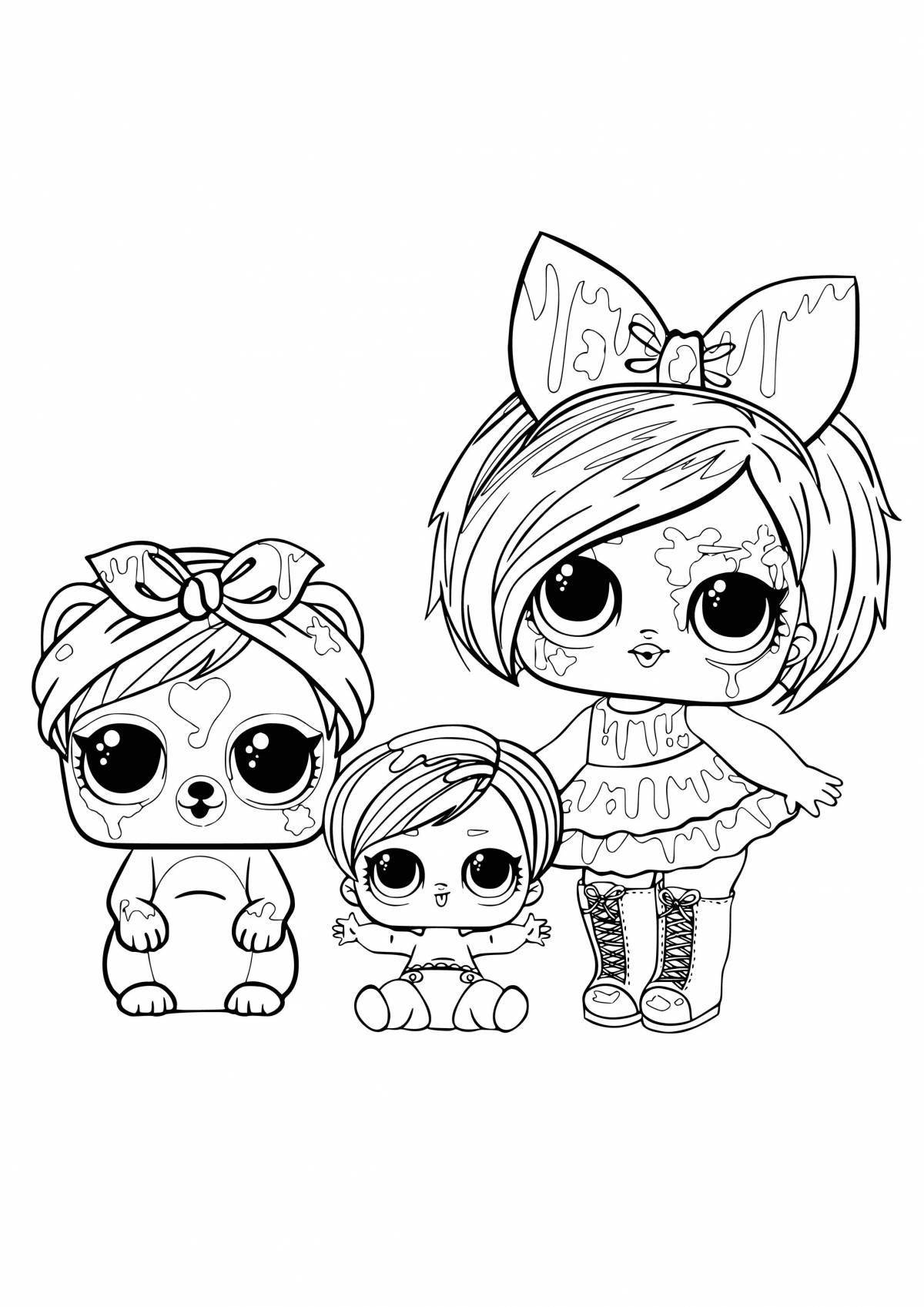 Раскраска zany с куклами lol baby dolls и их питомцами