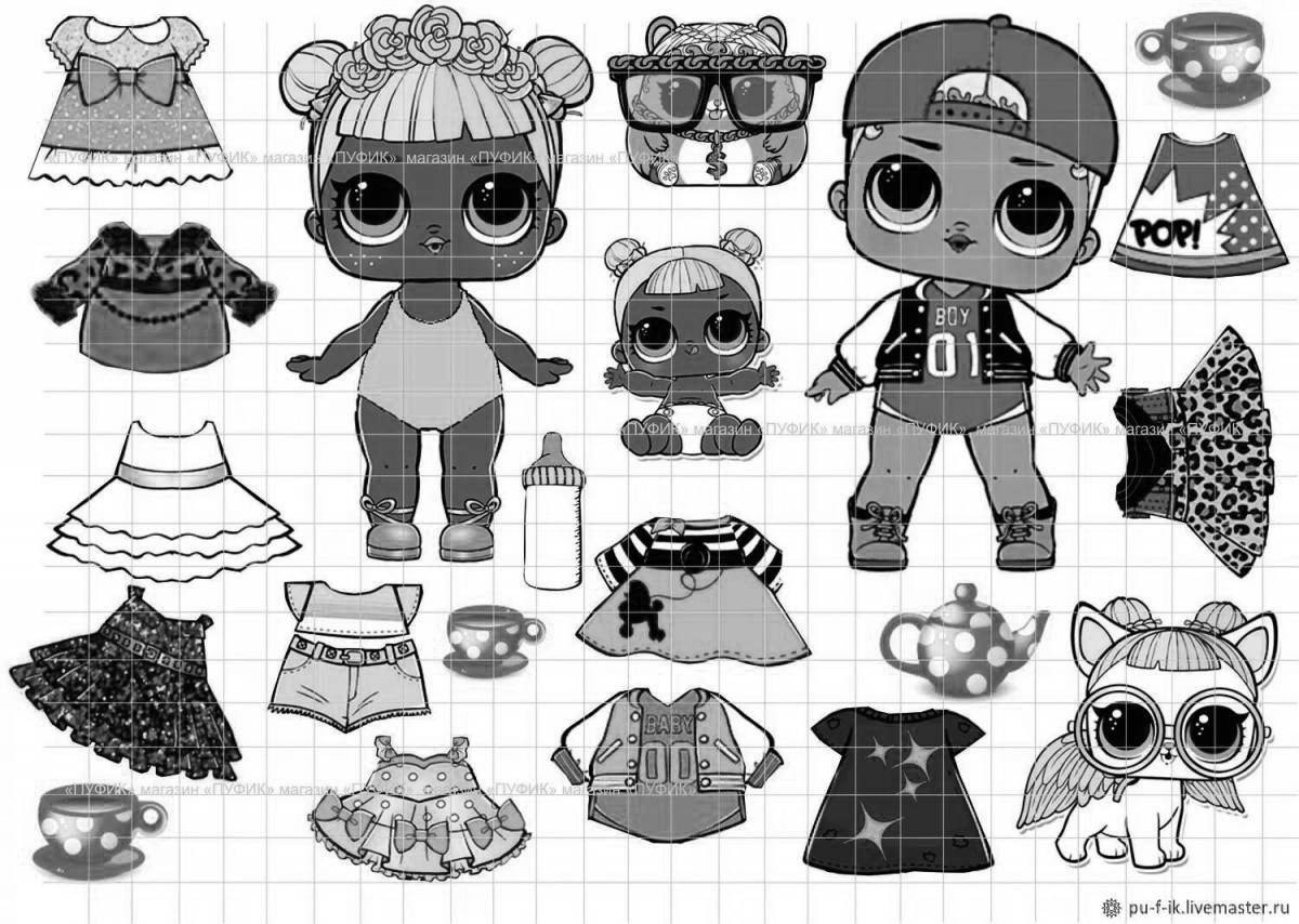 Exquisite lol doll coloring book with clothes and accessories