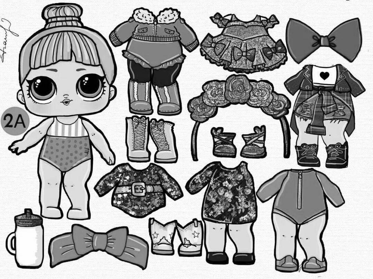 Lovely lol doll coloring book with clothes and accessories