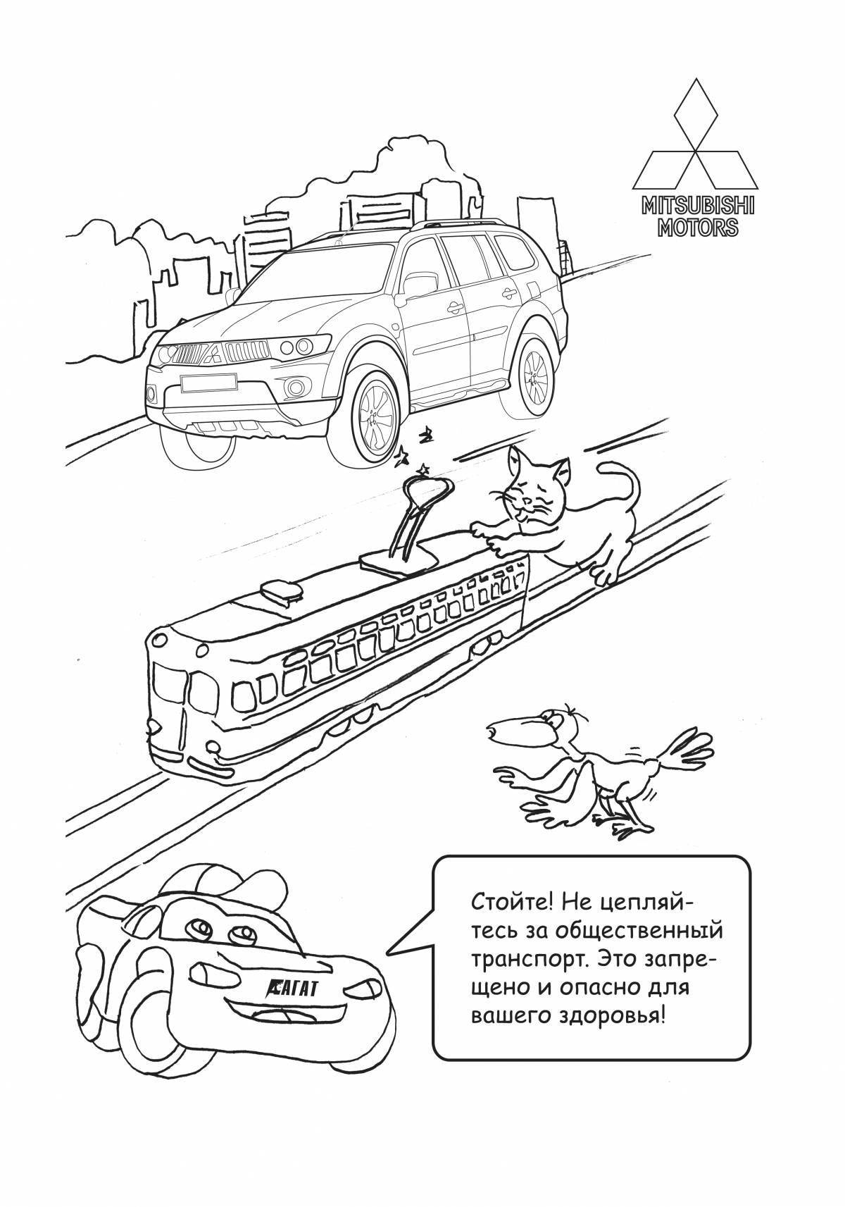 Entertaining coloring book traffic rules for schoolchildren