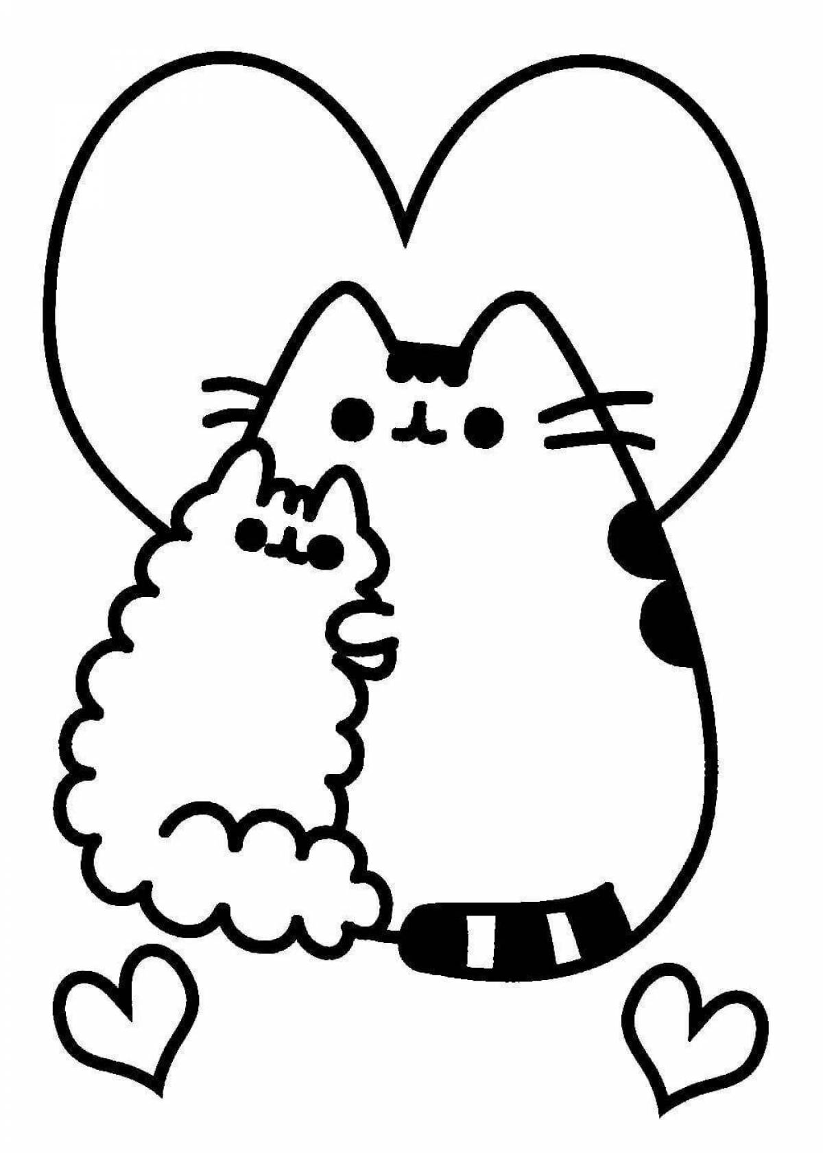 Coloring page sparkling pusheen cat